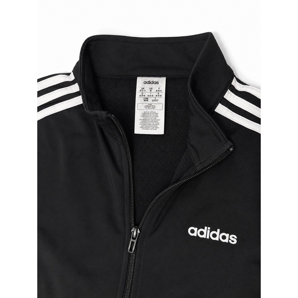 Adidas Track Jacket Men Black Excellent 3-Stripe Full Zip Tricot Sportswear M - Picture 3 of 3